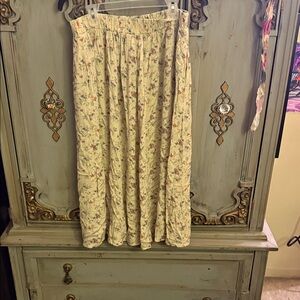 2 Chic Floral Midi Skirt in Cream and one silk lavender